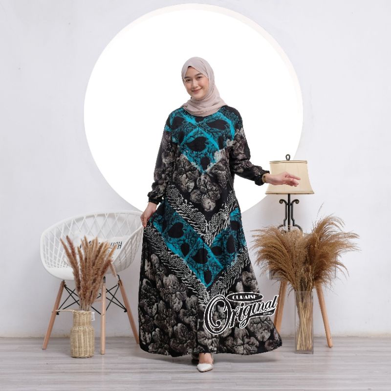 Gamis Rayon Twill Premium Candi Mekar Ori Cap Malaman Syari Jumbo