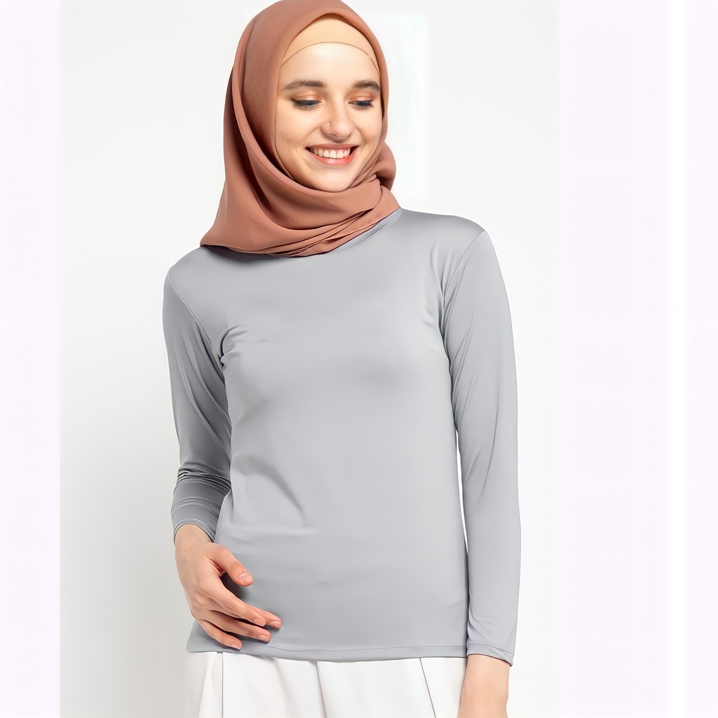 Manset Baju Inner Basic Polos Wanita Lengan Panjang Bahan Spandek Rayon Premium Murah Import Bandung