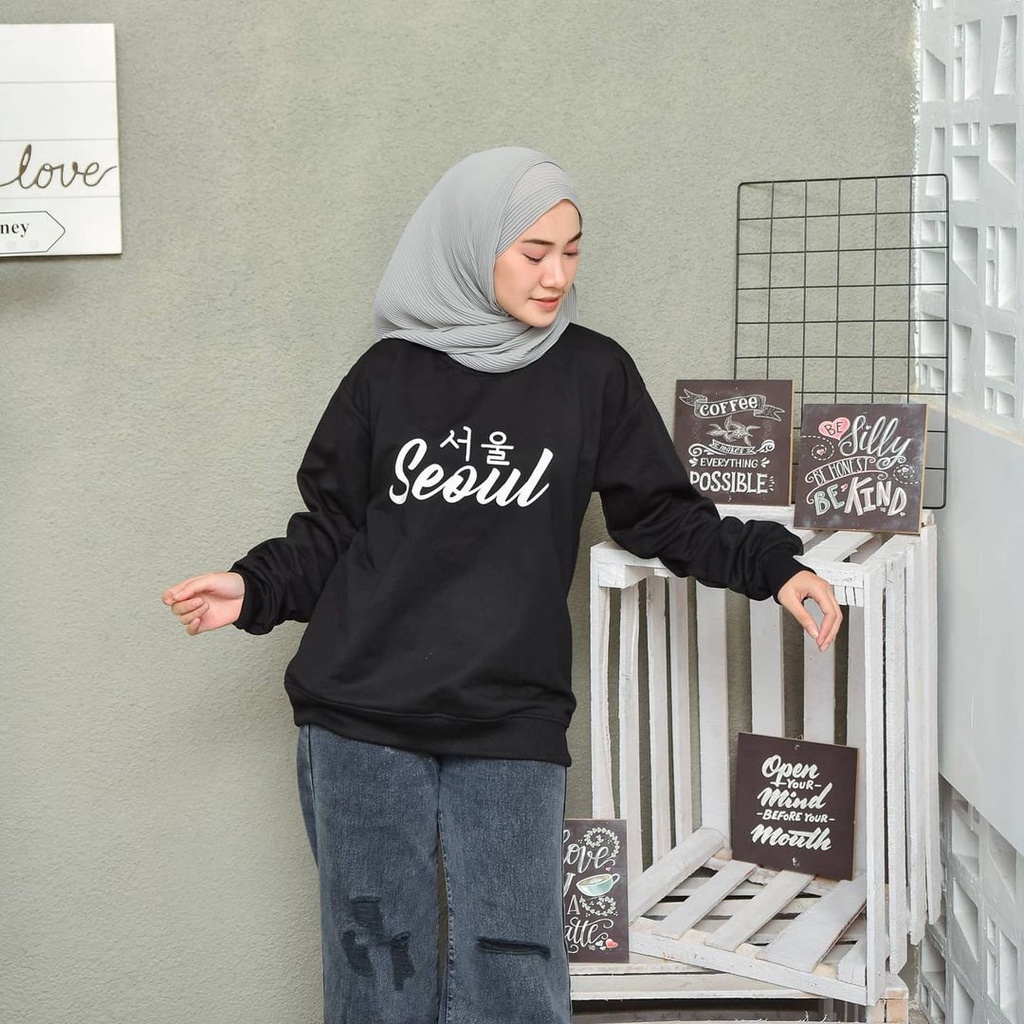 SEOUL SWEATER WANITA CREWNECK ALA KOREA / SWEATER WANITA TEBAL