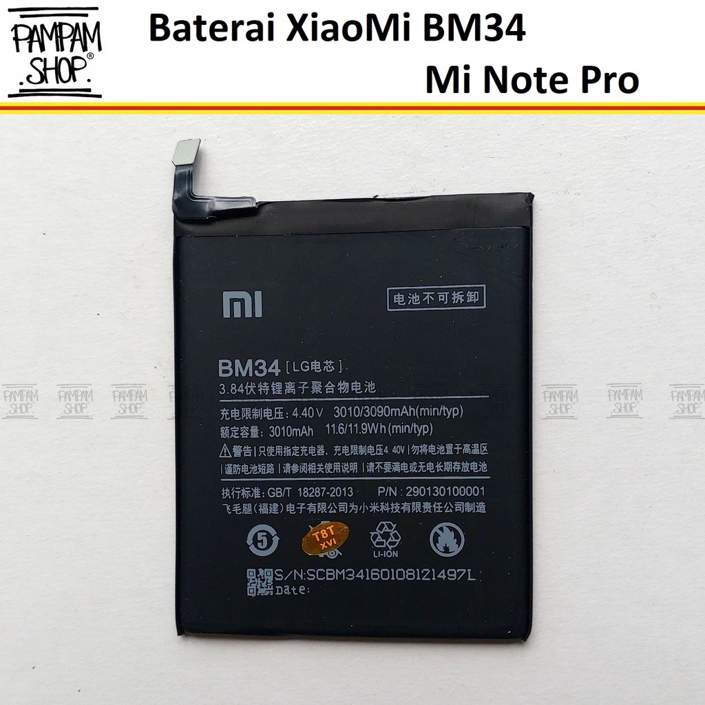 Baterai XiaoMi BM34 Mi Note Pro Original OEM Batre Batrai Battery HP BM 34 Xiao Mi Handphone HP