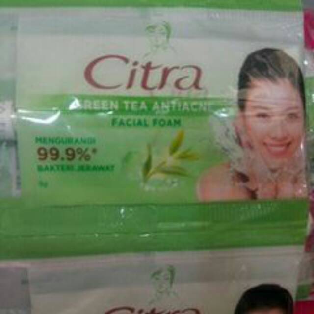 Citra green tea antiacne facial foam sachet 9 gr