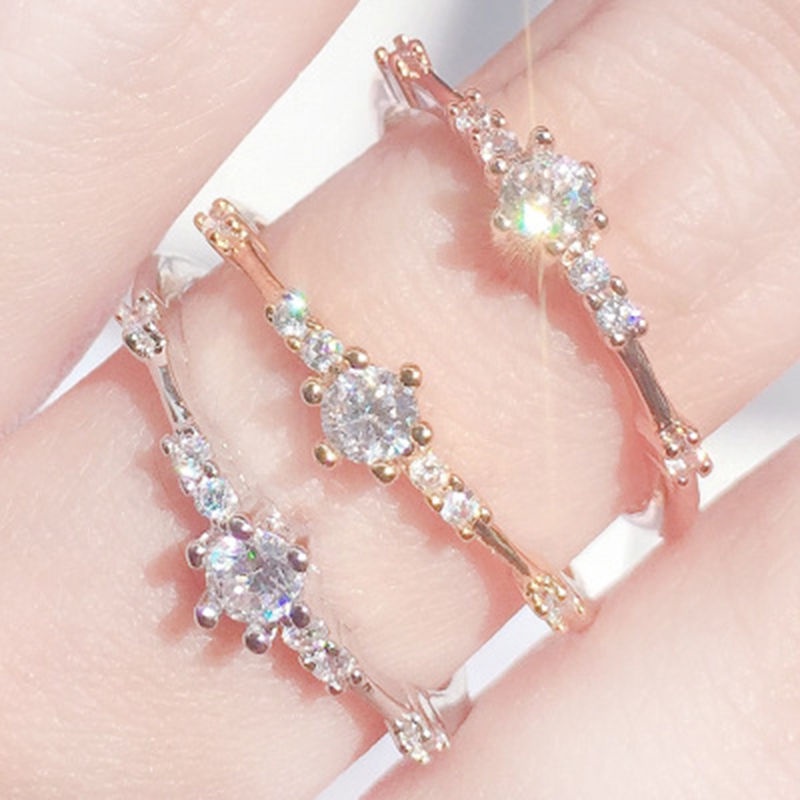 Cincin Berlian 7 Kecil 14K Untuk Wanita
