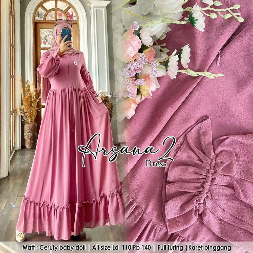 ARSANA DRESS- dress wanita / dress kondangan / dress polos / dress murah / dress wanita muslimah