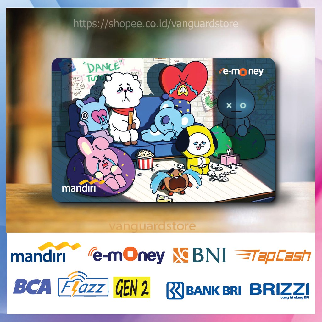 KARTU E MONEY E TOLL BT21 KARTUN LUCU ANIME 94 EMONEY MANDIRI FLAZZ BCA BNI TAPCASH BRIZZI BRI