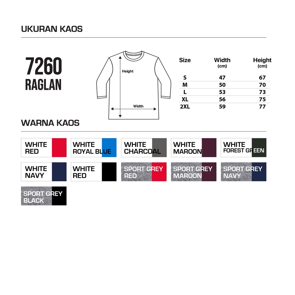 Kaos Custom Satuan Sablon DTG New States Apparel Raglan Lengan 3/4 Cotton 24s - 7260