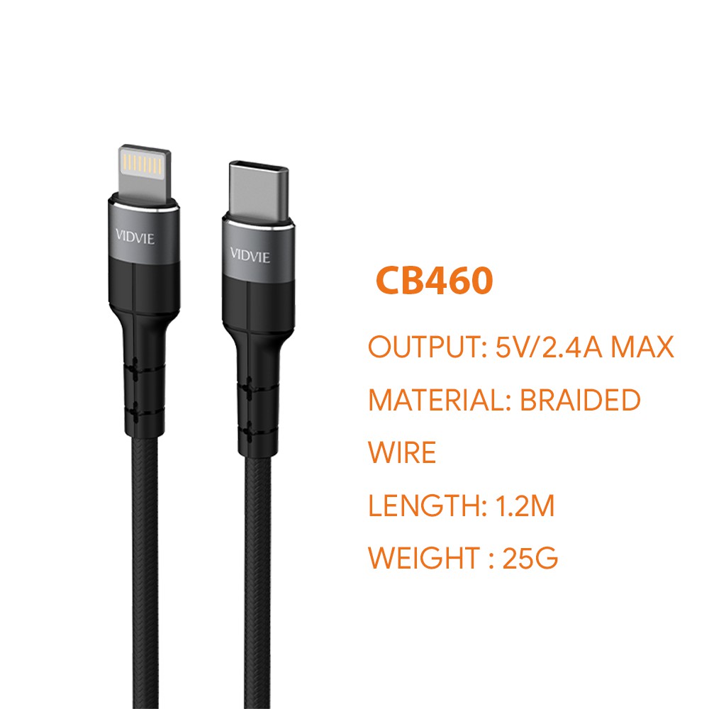 Type c to lightning cable vidvie sync data &amp; charge 2.4a fast charging 1.2 meter CB460 CB-460