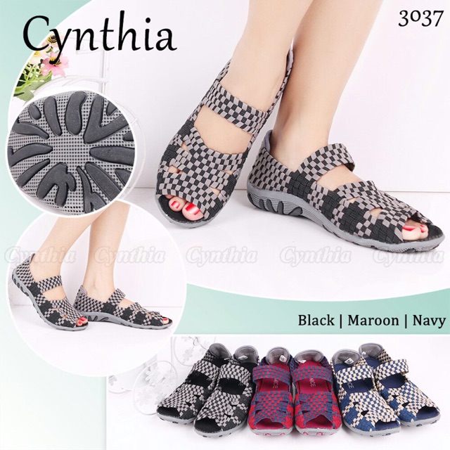 cynthia 3037 sepatu anyaman rajut wanita ORI