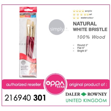 

Kuas Lukis Brush Set Daler Rowney Natural White Bristle 940301