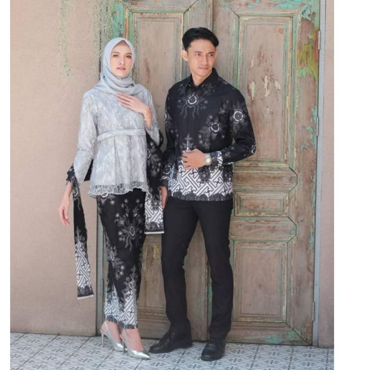 [COD] BAJU COUPLE KEBAYA BROKAT HITAM / KONDANGAN / TUNANGAN / SARIMBIT / Baju Kapel BEST SELLER