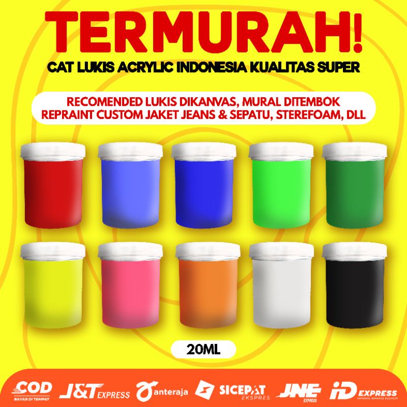 

Cat Akrilik Set 10 Warna - Cat Lukis Kanvas Mural Acrylic Paint cat Akrilik serbaguna