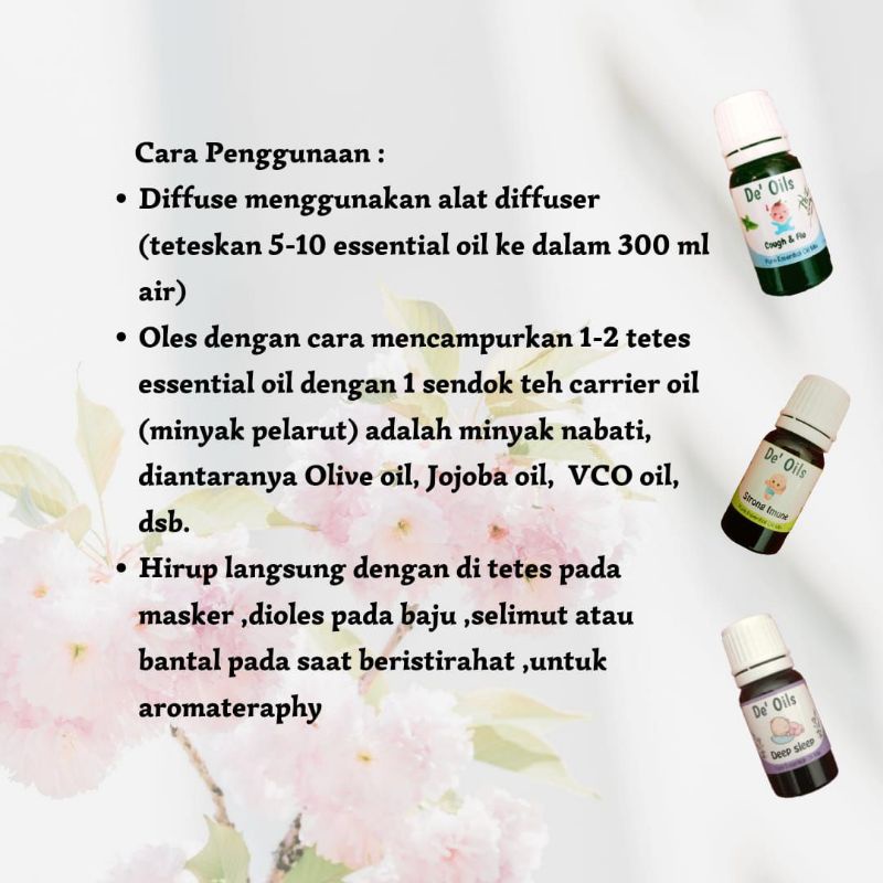 De'Oils Paket Difuser 500ml + De'Oils Essential Oil Murni Berkualitas Imune Booster Aromateraphy