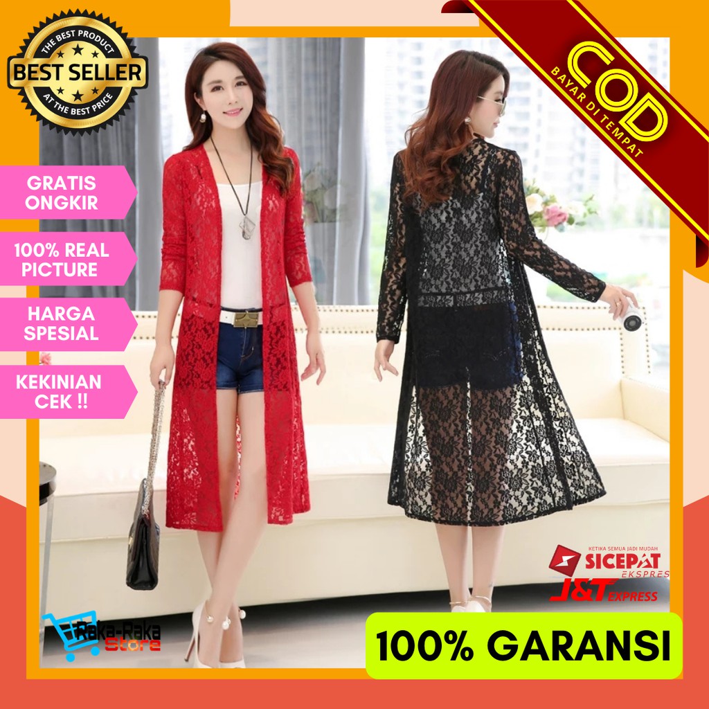 Kardigan Outerwear Wanita  Gardigan Cardigan Auter Cewek Panjang Kekinian Import Korea Bahan Brokat