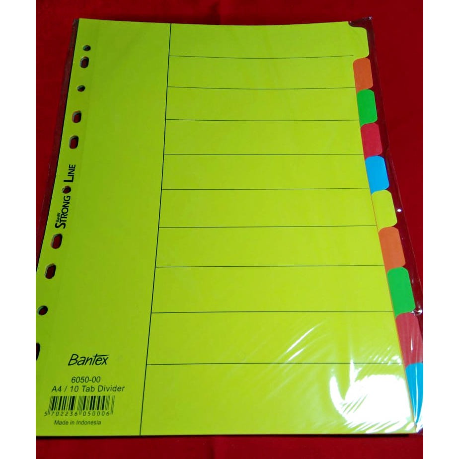 

Bantex 6050-00 Carton Divider A4 10 Dividers ( 1 Set - 10 Warna )