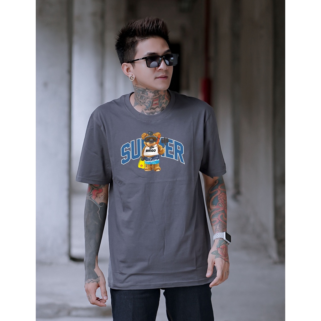 BRIGO Kaos Lengan Pendek Bear SUMMER Rontgen || Kaos Katun Combed M-XL || Kaos Distro BRIGO Beruang SUMMER