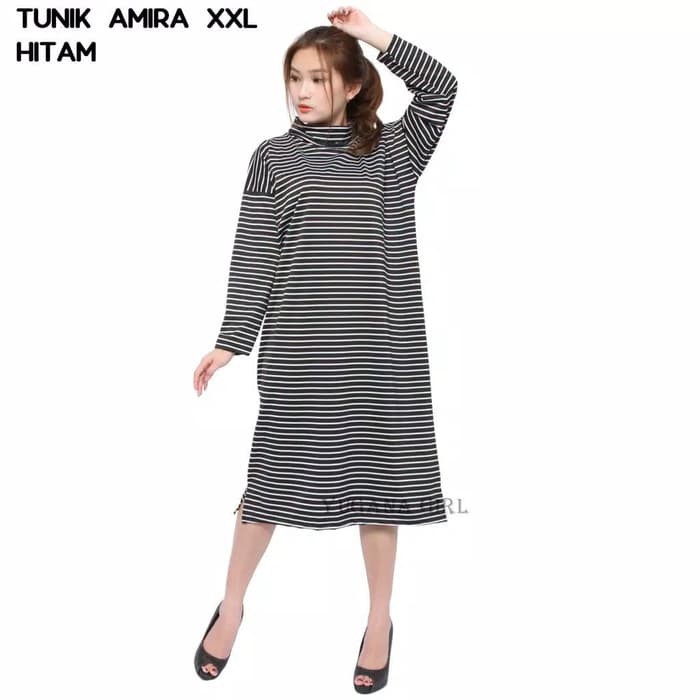 ATASAN TUNIK WANITA AMIRA DRESS SALUR JUMBO XL MURAH