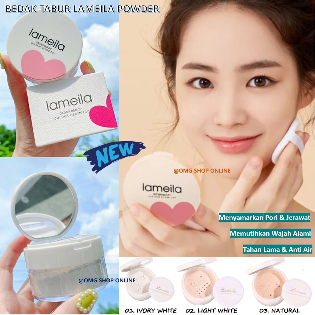 [NEW] Lameila Bedak Tabur Loose Powder + Cermin 3050 / Bedak Glowing Tahan Lama Anti Air Bedak Tabur Lameila Compact Powder / Bedak Lameila Beauty Powder 10 gr - Bedak Padat Glowing Tahan Lama Bedak Pemutih dan Glowing - Bedak Powder Foundation Waterproof