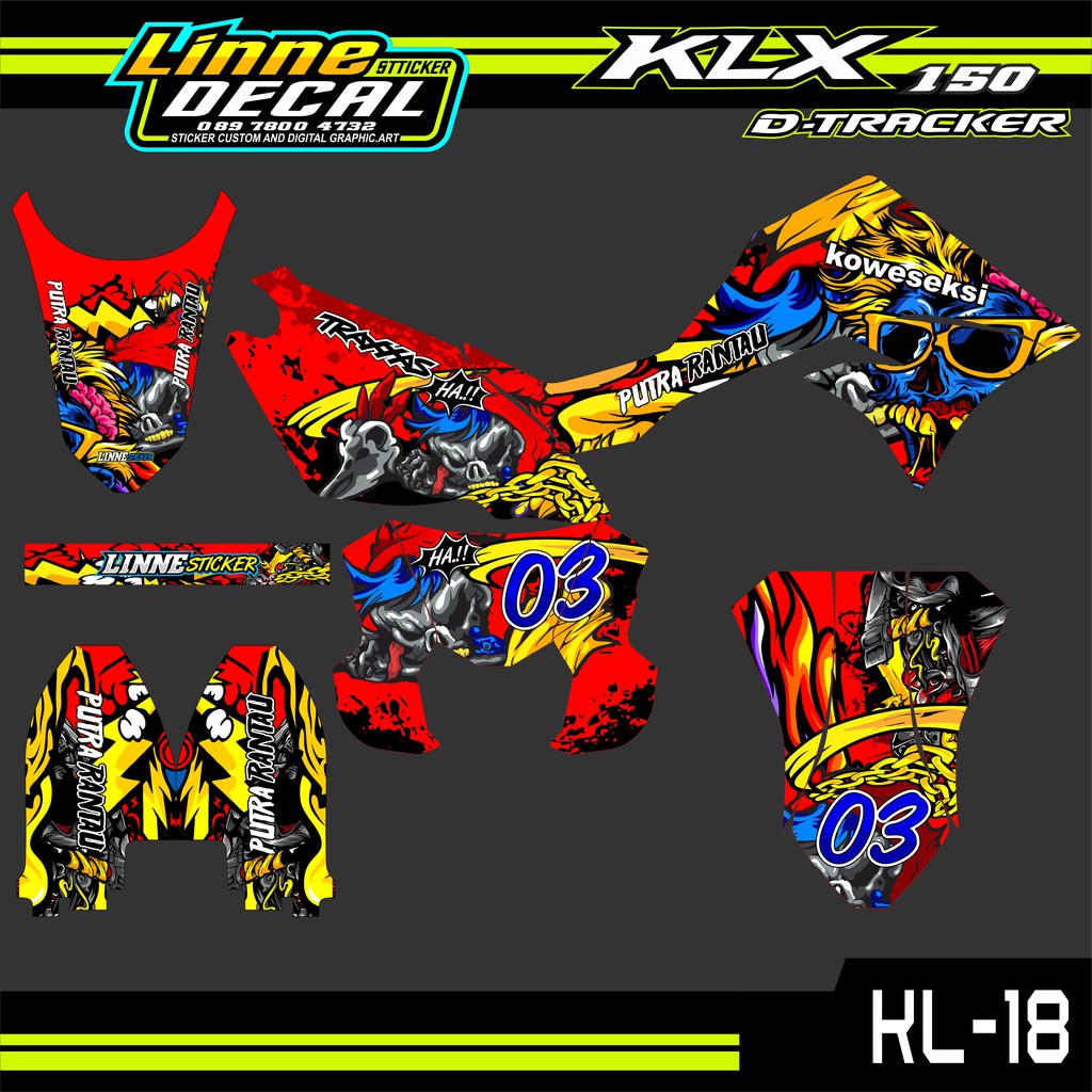 Decal klx dtracker zombie merah-dekal stiker klx zombie