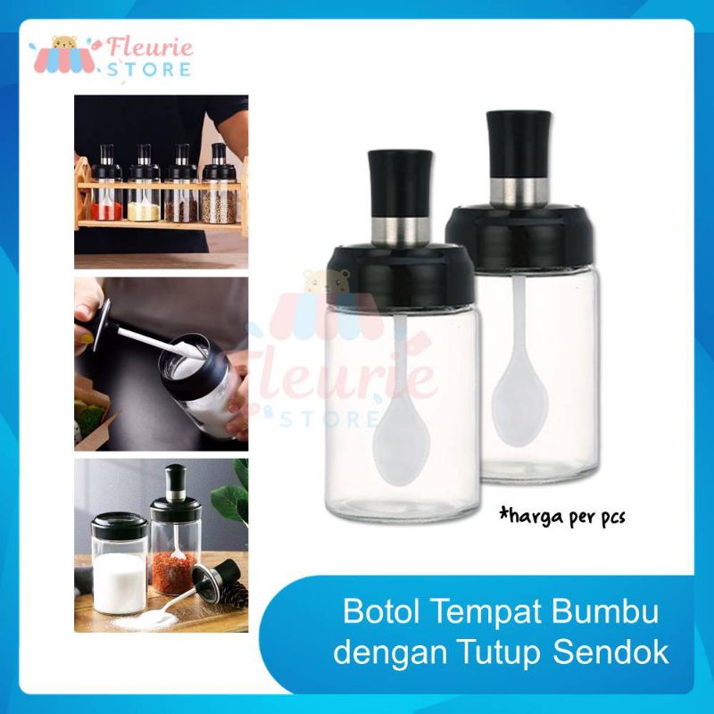 Tempat Bumbu Dapur Unik BOTOL KACA Sendok