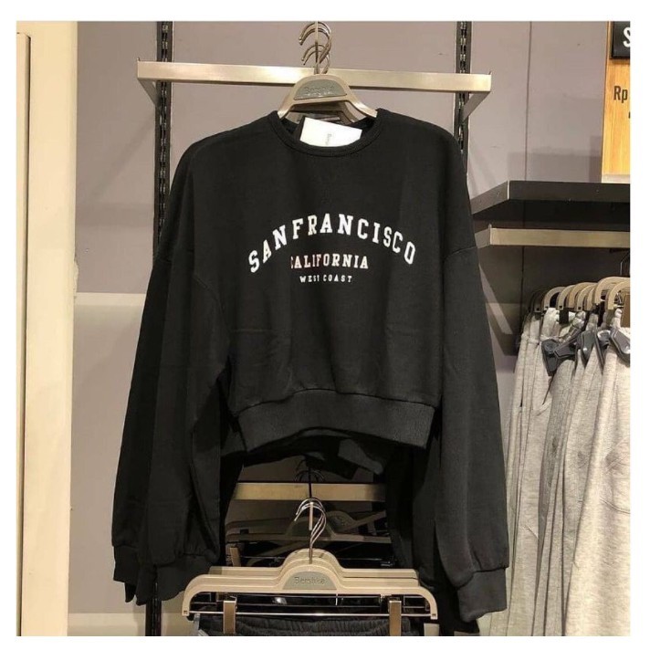 SWEATER WANITA OVERSIZE CROP SANFRANCISCO TEBAL PREMIUM TERBARUU,