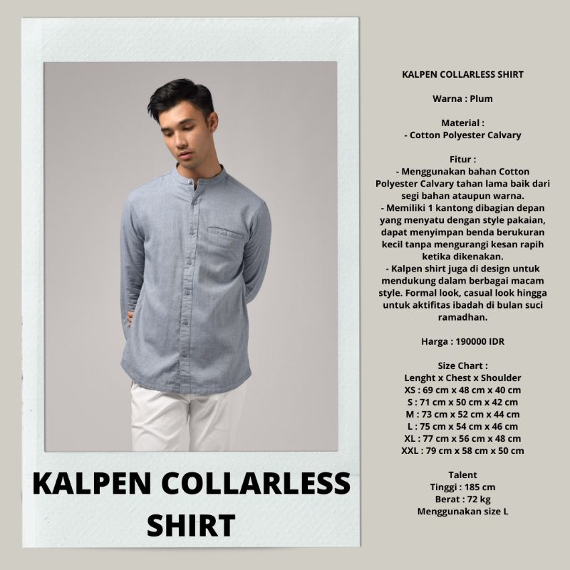 KALPEN COLLARLESS SHIRT PLUM BY. PREPPSTUDIO