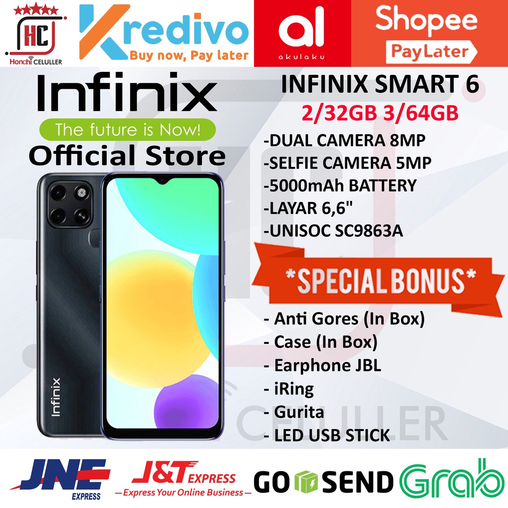 INFINIX SMART 6 PLUS NFC 3/64GGB 2/32GB 2 32 3 64 GB GARANSI RESMI INFINIX INDONESIA