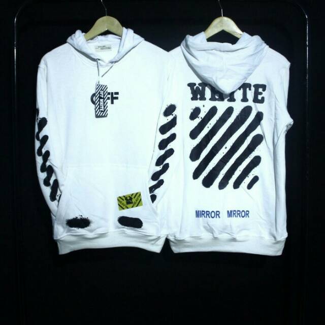 Jaket Sweater Hoodie Pria Off White Putih Premium