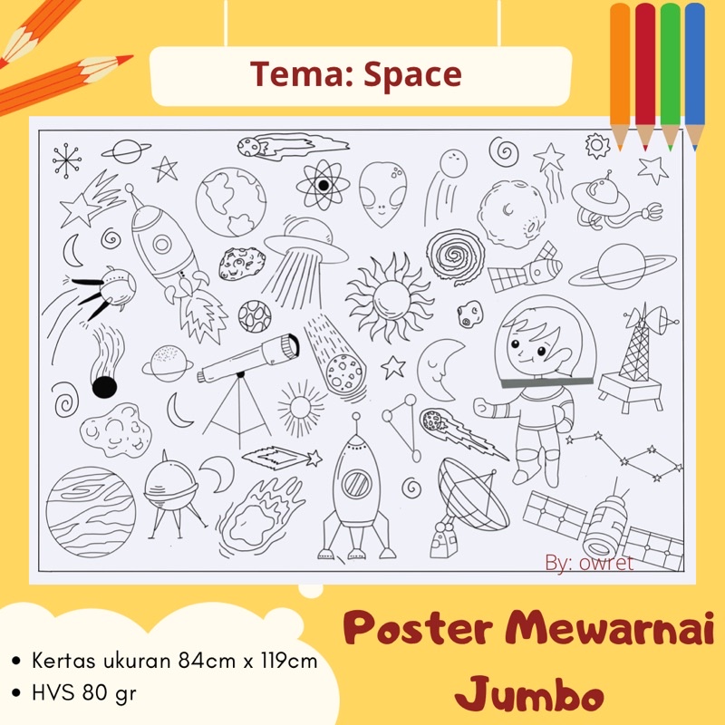 Kertas Mewarnai Jumbo, Giant Colouring Sheet, Mainan Edukasi Anak, Kertas Mewarnai Besar