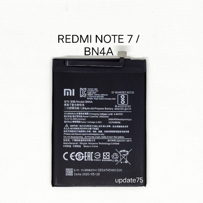 Baterai batre Redmi Note 7 Redmi Note 7 PRO BN4A original