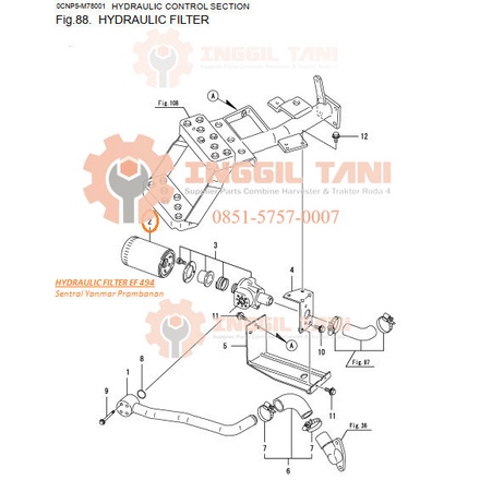 FILTER HIDROLIS TRAKTOR YANMAR/ HYDRAULIC FILTER EF494 / 1A8115-48310