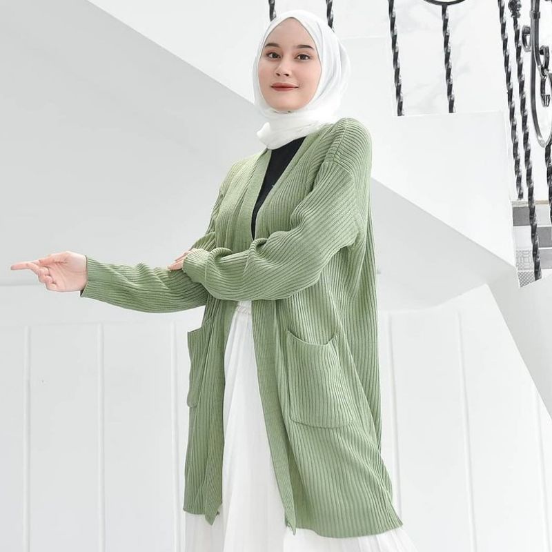 Belle Cardigan Rajut/ LONG CARDY/BELLE OVERSIZE-Mint