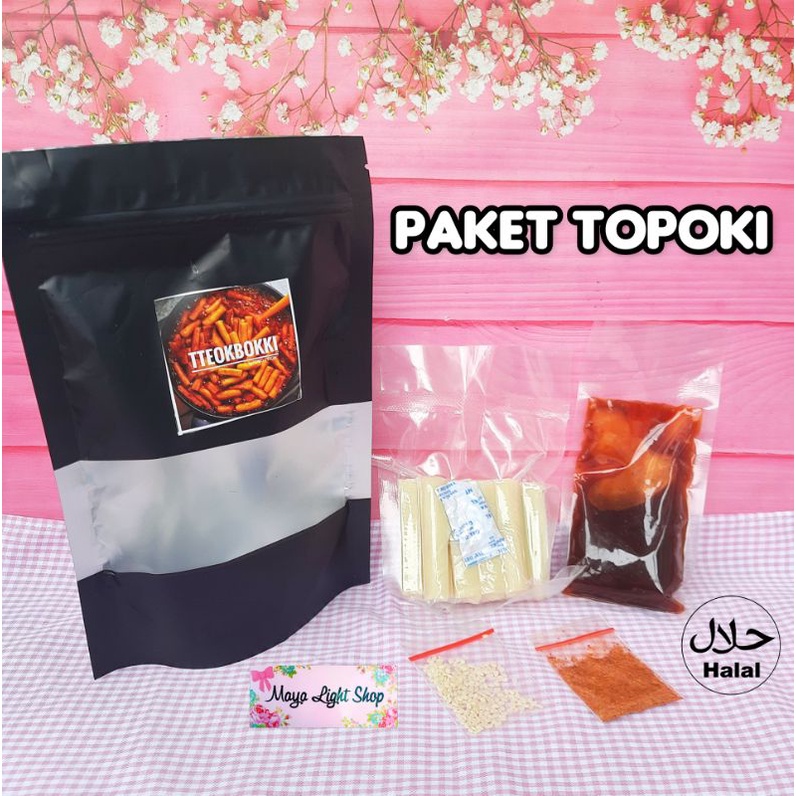 paket topoki kue beras + saus gochujang tteok lengkap wijen bubuk cabe halal tteokbokki topokki toppoki