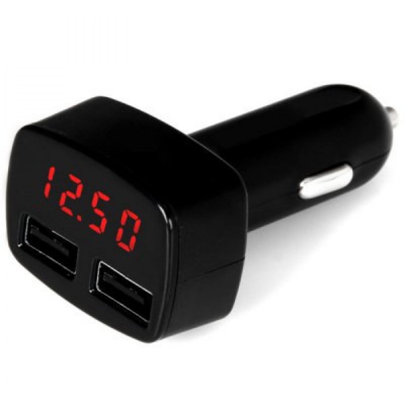 Charger Mobil Dual USB Car LED Display Anti Overcharging Proteksi