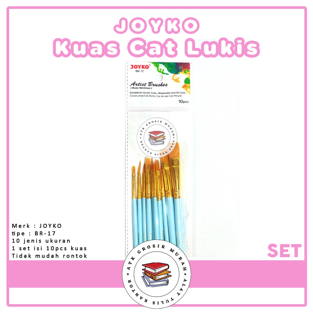 

JOYKO - Brush Kuas Cat Lukis BR - 17 - Kuas Isi 10 Pcs - 1 set