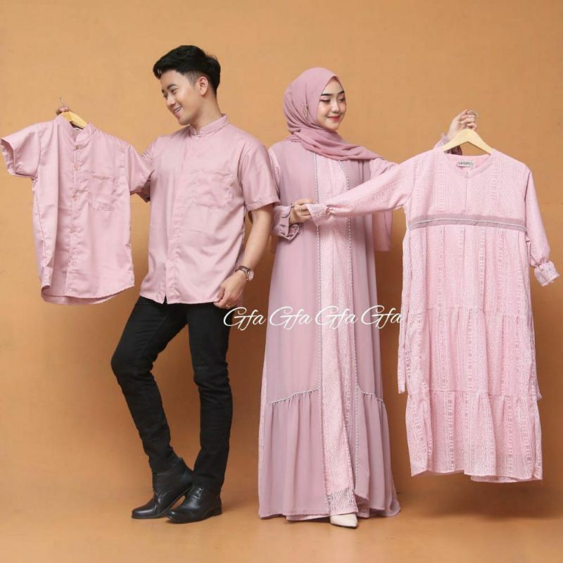 Haziqa family set.Toyobo.Hem kemeja XXL LD 120.gamis ibu M L XL.gmis anak koko anak.rayya.ied series
