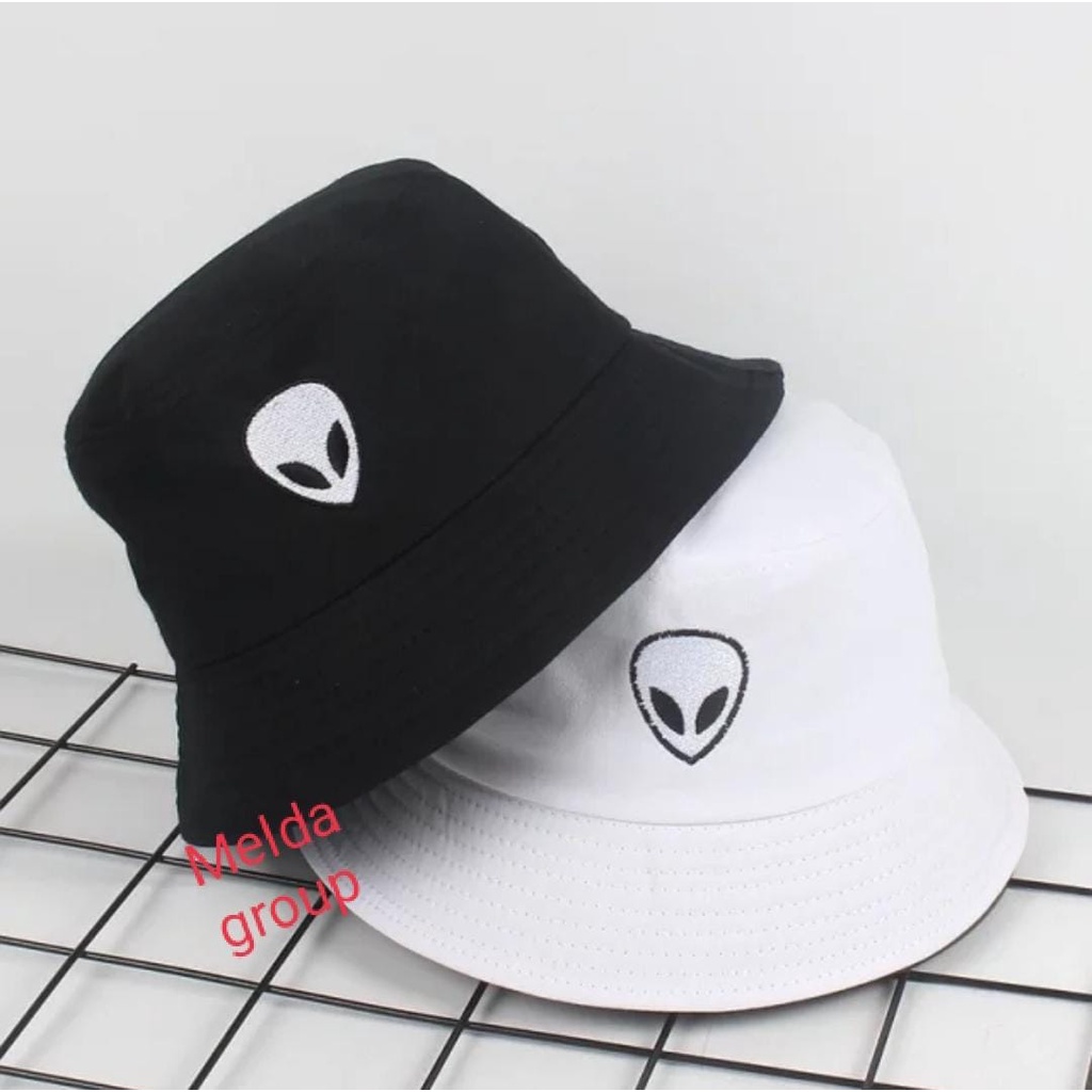 Topi Bucket Hat Bordir Alien Bucket Bordir Fisherman Alien Bucket Distro Pria Wanita Bucket Murah