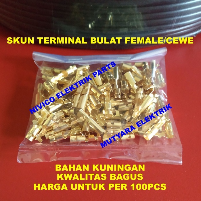 Skun Bulat 100pcs Female / 100pcs Skun Bulat / Skun Kabel Connector Female Bulat