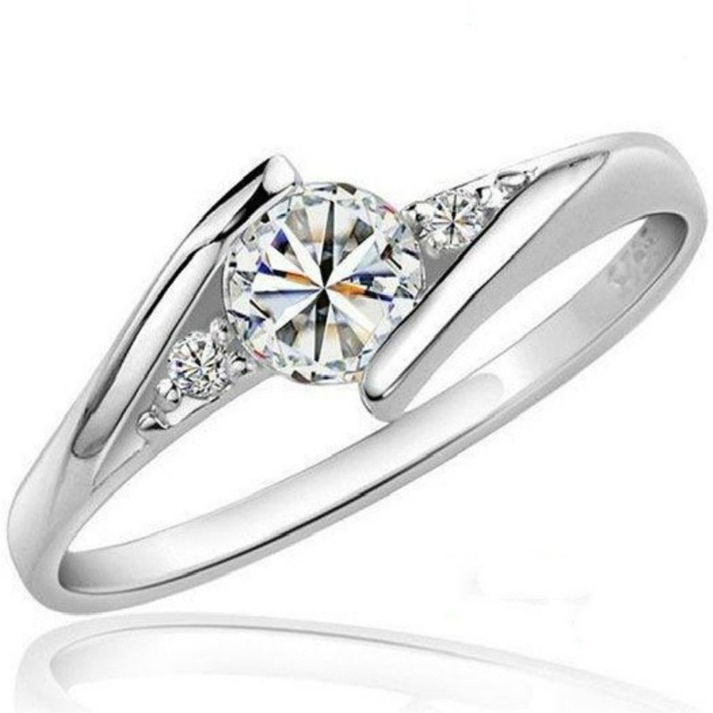 Cincin Berlian Bulat Bahan Alloy Ukuran 5-10 Warna-Warni Gaya Klasik Untuk Wanita