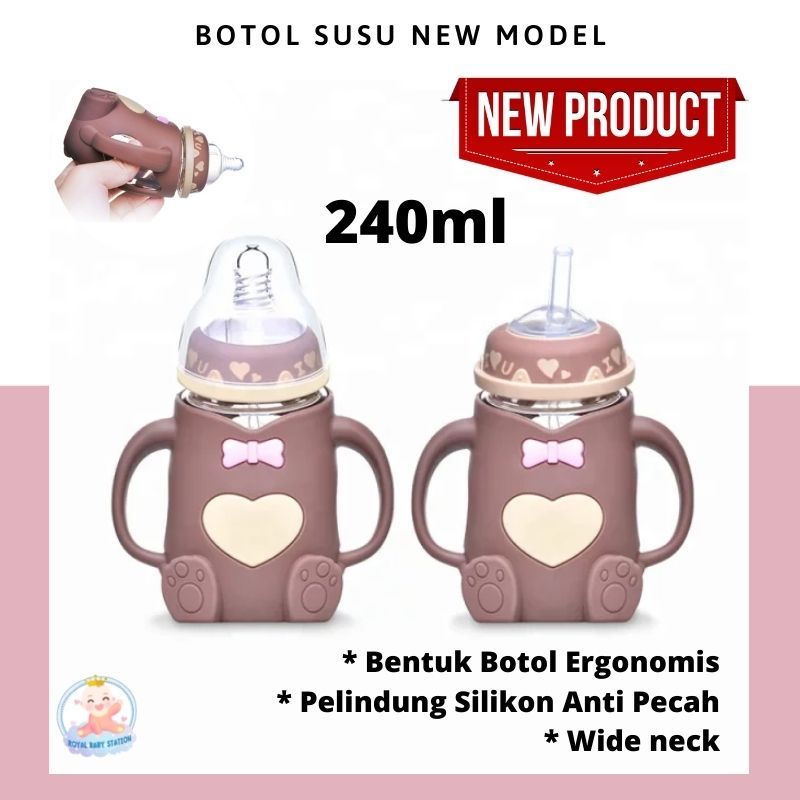 PROMO Botol Susu Dengan Pelindung silikon Model Terbaru Lucu 240ml