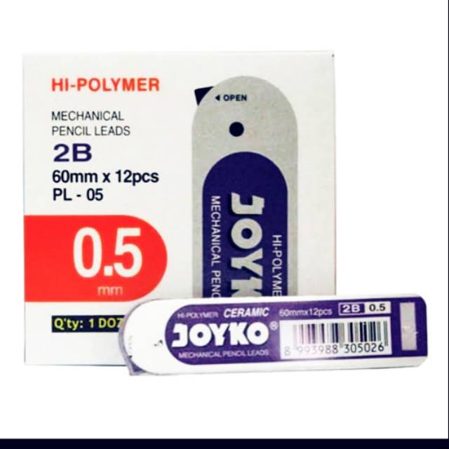 

ISI PENSIL MEKANIK JOYKO 2B 0.5MM / ISI PENSIL CETEKAN