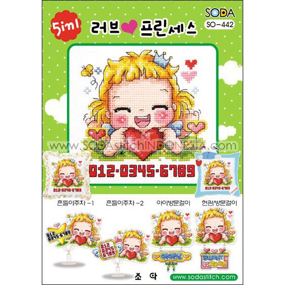 Paket DIY Craft Sulam Kristik Strimin Cross Stitch Sodastitch SO-442 - Love Princess Girl