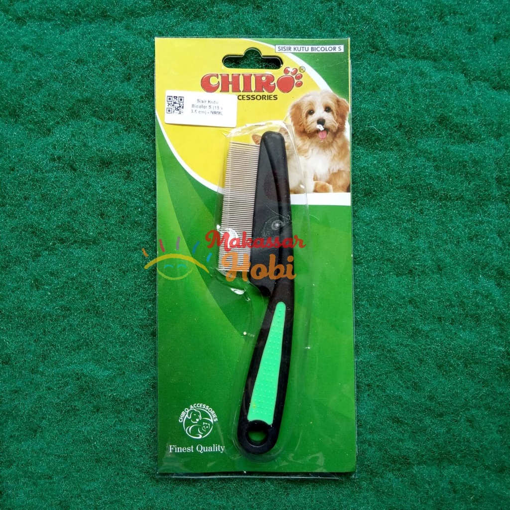 Sisir Kutu Bicolor S Chiro Uk 15 x 3.5 cm Grooming Bulu Kucing Anjing