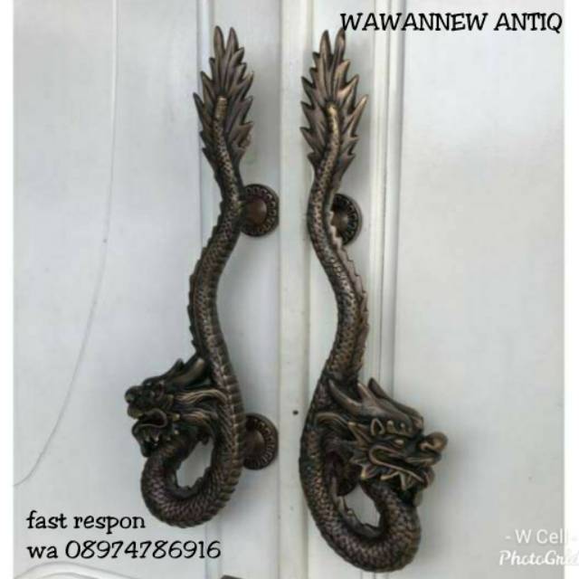 Handle Pintu Rumah Pagar Kuningan Antik Murah Motif Naga