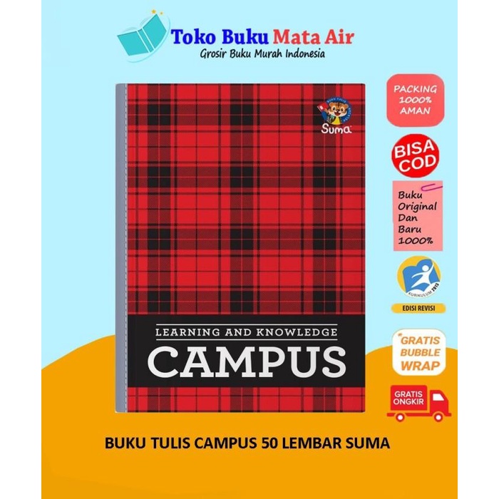 

BUKU TULIS CAMPUS SUMA ISI 10 BUKU 50 LEMBAR PER PACK Berkualitas