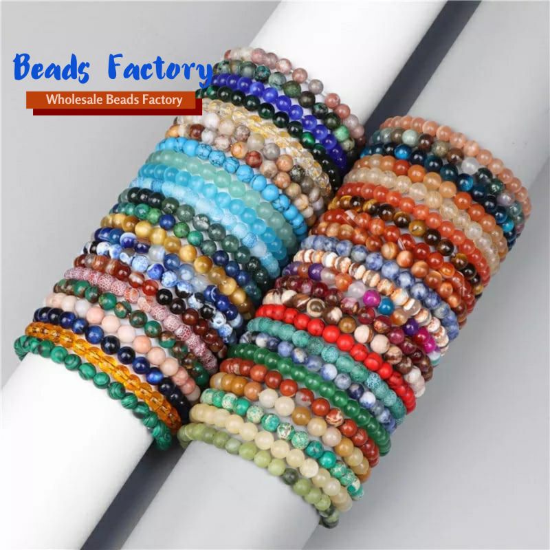 Gelang Batu Alam Asli 4/6mm Untuk Kado Pria Wanita