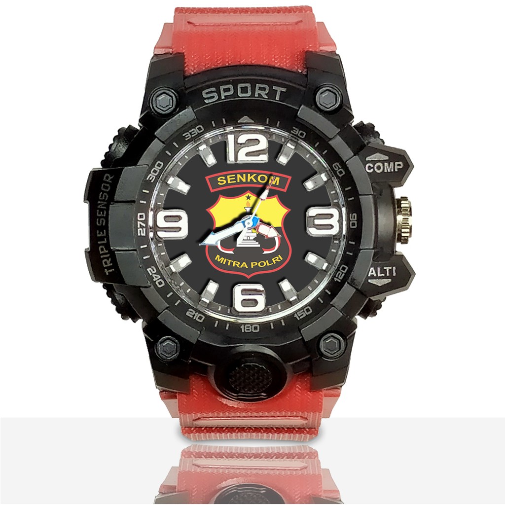 Jam Tangan Custom SENKOM MITRA POLRI Ruber- Water Resistant