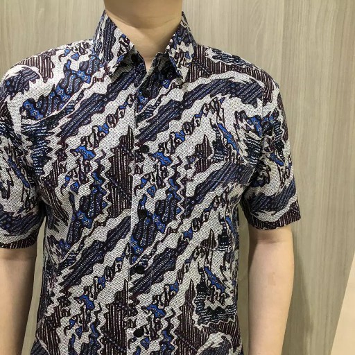 [gridline - R038  R038-b  R038-c ] Kemeja Batik Pria Katun Lengan Pendek Regular