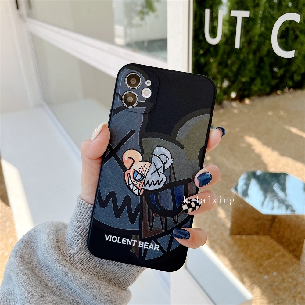 Soft Case TPU Motif Beruang Marah Untuk for iPhone 13 / 12 / 11 Pro Max mini 7plus