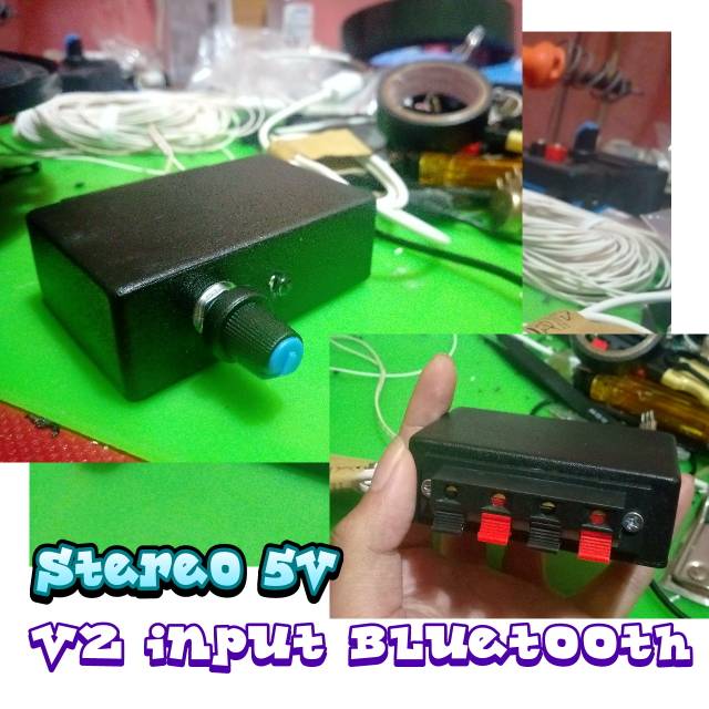 Ampli mini stereo daya 5v, bluetooth amplifier mini daya cas hp powerbank