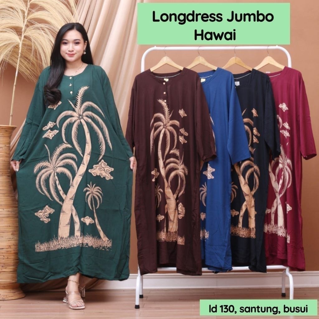 Longdres Meranti LD 130 - 140 CM l Daster BIG SIZE Lengan Panjang Kancing Depan Model Busui Bumil Murah Adem