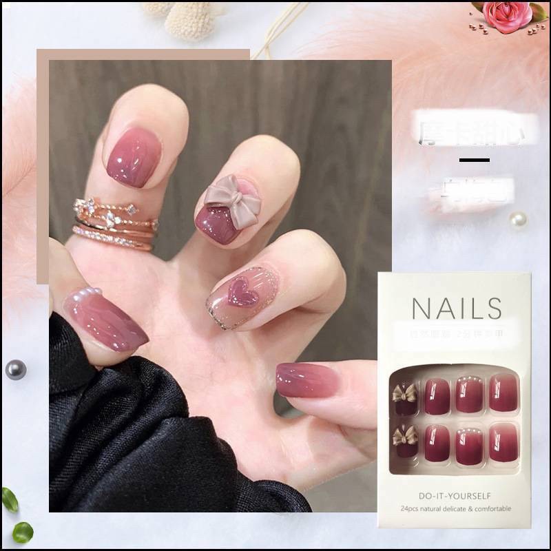 Kuku Palsu 【B115，lem cair】Nikah kuku Wedding False Nailart Pengantin Tangan